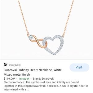 Swarovski heart and infinity necklace
